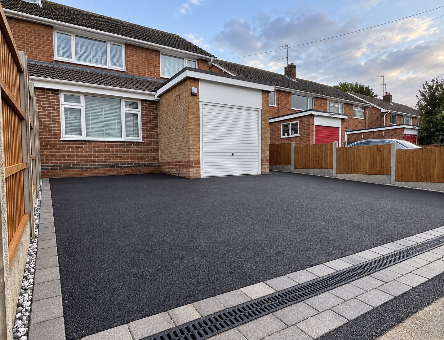 Tarmac driveway with contrasting paved edging
